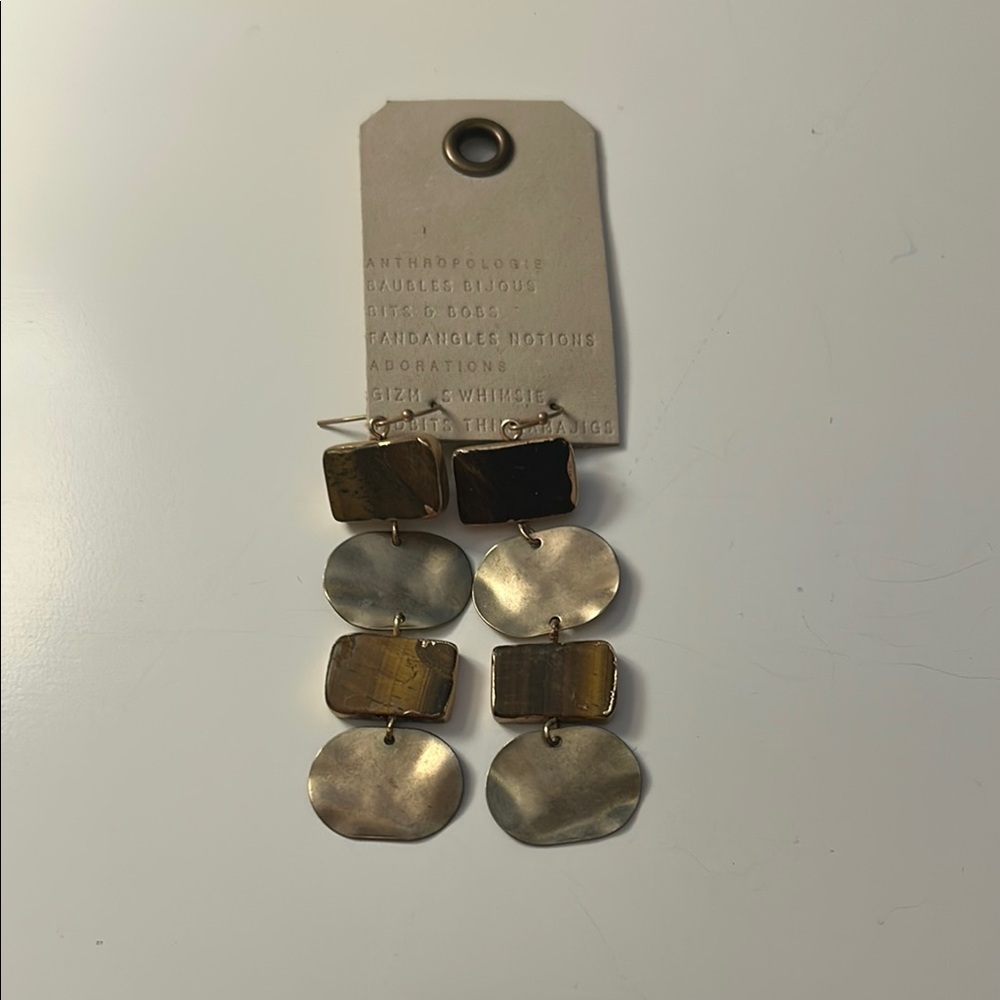 Anthropologie Geometric Gold and Silver Earrings